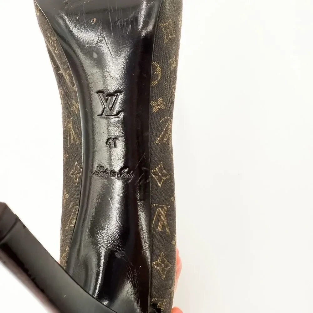 Louis Vuitton LV Monogram Brown Peep Toe Pumps Heels EU 41 US 11 - Picture 10 of 11